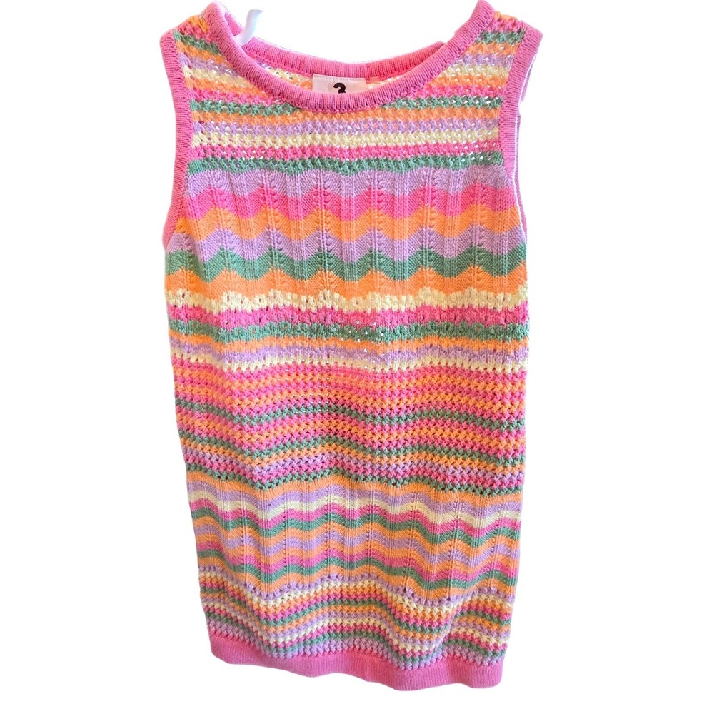 Cotton On Kids Girls 3T Chevron Crochet‎ Dress 100% Cotton Zig Zag Boho